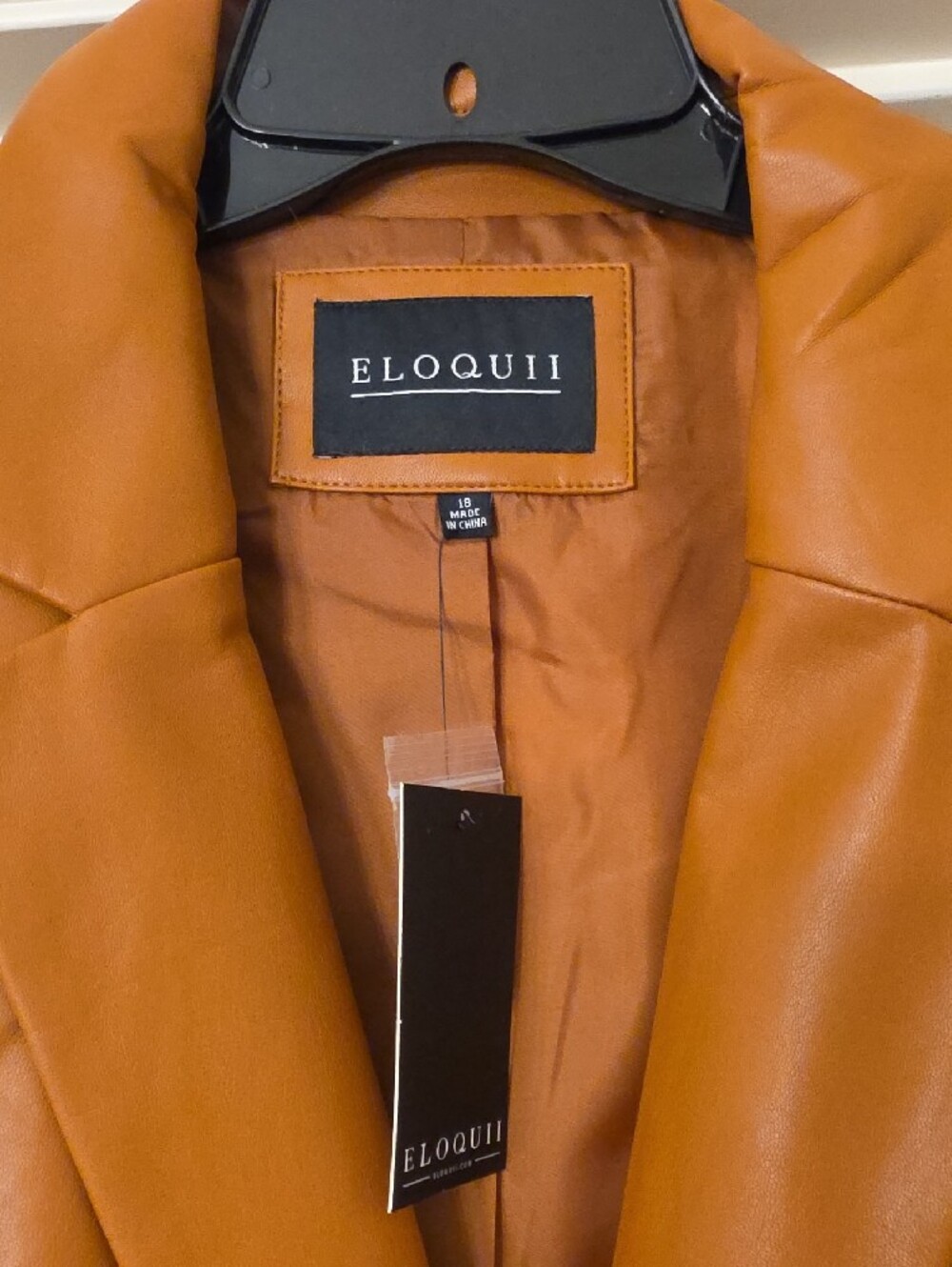 Eloquii Cognac Vegan Leather Blazer - Picture 6 of 6